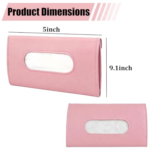 Car Visor Tissue Holder, Vehicle Sun Visor Napkin Hanging Case Holder with Ergonomic Take-Out Port, Automotive Interior Tissue Dispenser, Universal for SUV RV Lorry (Pink)