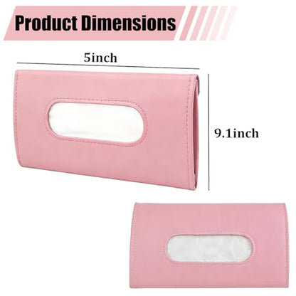 Car Visor Tissue Holder, Vehicle Sun Visor Napkin Hanging Case Holder with Ergonomic Take-Out Port, Automotive Interior Tissue Dispenser, Universal for SUV RV Lorry (Pink)