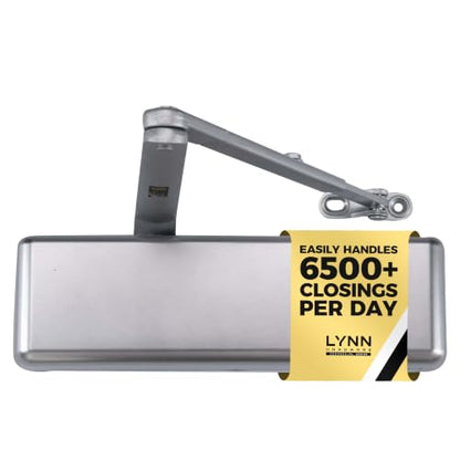 LYNN HARDWARE Extra Heavy Duty Commercial Door Closer, Closing Delay Timer - color: Aluminum