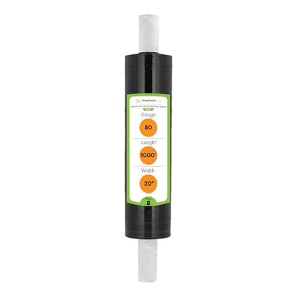 PSBM Dark Black Stretch Wrap with Handles, 8 Rolls 20 Inch x 1000 Feet 80 Gauge Heavy Duty Clear Plastic Wrap Industrial Strength Shrink Film for Moving, Packing & Shipping - size: 8 Rolls, style: Black