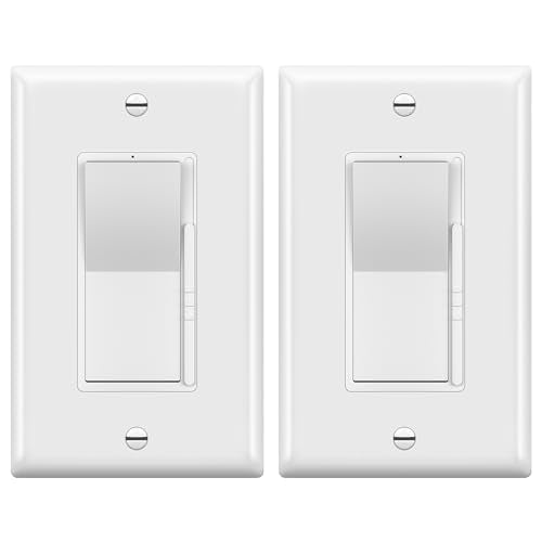 TOPGREENER 300W LED Dimmer Light Switch, Single Pole/3-Way, White, 2 Pack - color: White