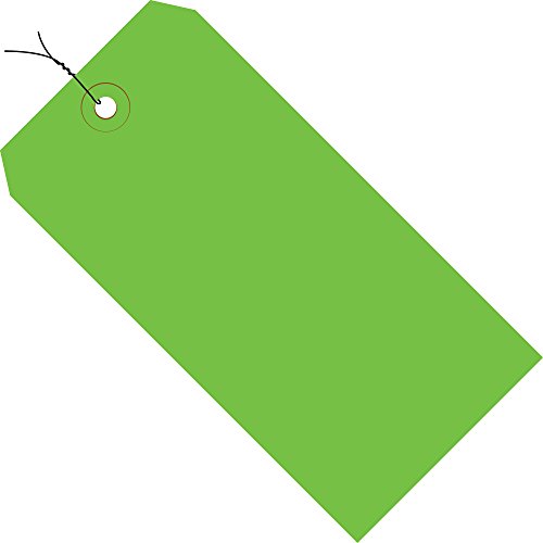 Green Shipping Tags, Wired, 13 Pt., 2 3/4" x 1 3/8", #1, (Case of 1000) - color: Green, size: Model #1 - 2 3/4" x 1 3/8", style: Pre-Wired