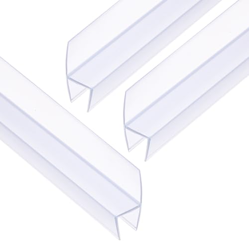 uxcell Shower Door Side Seal, H-Type Shower Door Sweep for 3/8" Glass 47" Long (15.7" x 3 Pcs), 3 Section Segmented Frameless Glass Door Seal Strip, Stop Shower Leaks, Clear - size: 3/8" Glass 47" Long