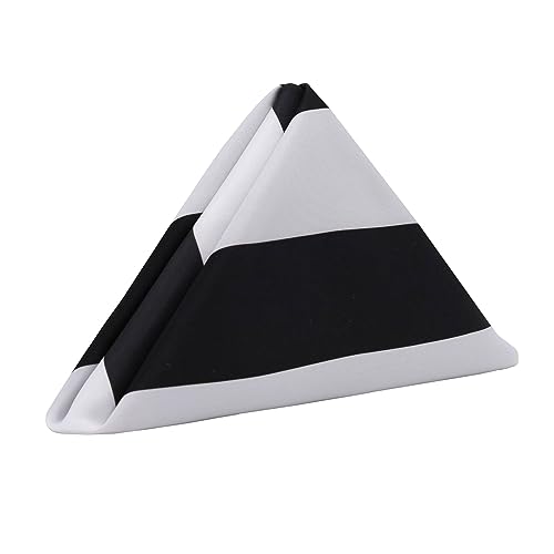 Your Chair Covers - 10 Pack 20 Inch L'Amour Satin Napkins Black and White, Oversized, Double Folded and Hemmed Table Napkins for Restaurant, Bistro, Wedding, Thanksgiving and Christmas - color: Black and White
