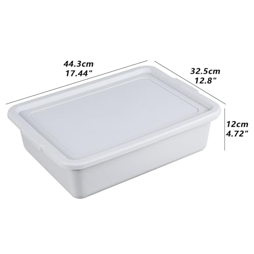 3 Pack 13 Liter Commercial Bus Tub Box Tote with Lids, Light Gray
