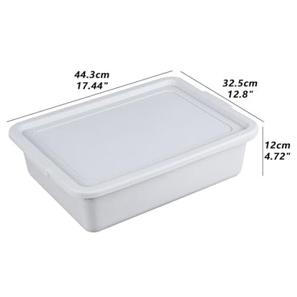3 Pack 13 Liter Commercial Bus Tub Box Tote with Lids, Light Gray