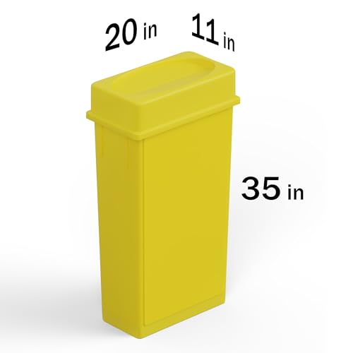 23 Gallon Yellow Rectangular Slim Trash Can with Drop Shot Lid | Great for Home, Commercial, or Restaurant Use. - color: Yellow, size: 23 Gal + Lid