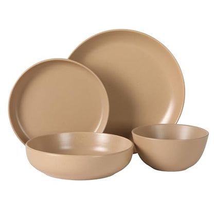 Gibson Elite Leeds Court Plates and Bowls Sets, 16-Piece Stoneware Dinnerware Sets, Terracotta, Round Speckle Reactive Glaze Dish Set - color: Terracotta (Leeds Court)
