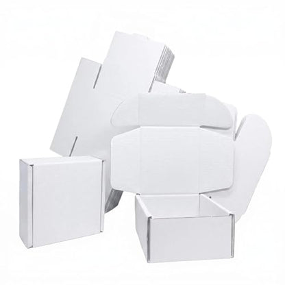 Small Corrugated Mailer Boxes 4x4x2 Inches (White, Pack of 5) - size: 4 x 4 x 2 Inch (Pack of 5)