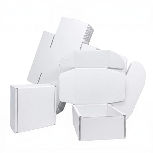 Small Corrugated Mailer Boxes 4x4x2 Inches (White, Pack of 5) - size: 4 x 4 x 2 Inch (Pack of 5)