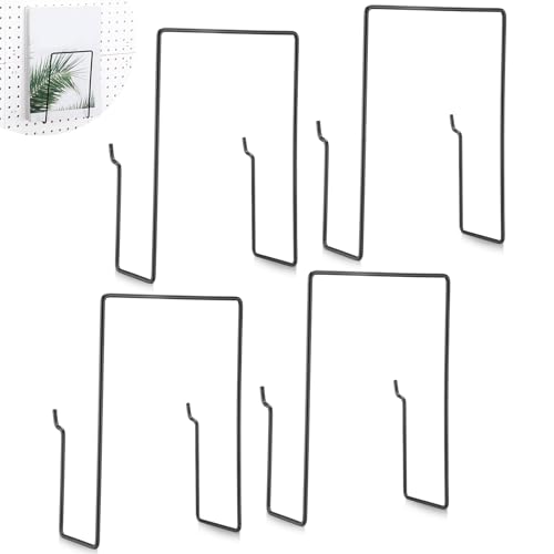 Blulu 4 Pcs Black Pegboard Magazines Holder Literature Display Mail File Holder Books Wall Organizer Pegboard Shelf Hooks Accessories for Display Exhibitions Trade Show Shelf Office Kitchens - color: Black