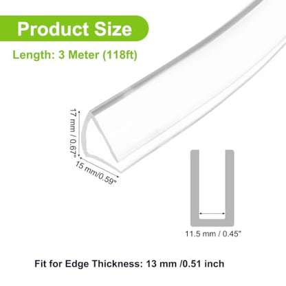 PATIKIL Rubber Seal Strip, 10Ft Flexible U Channel Edge Trim Protector Soundproof Door Seal Strips Fit 13mm Thick Edge, 11/16"(17mm) Width, 19/32"(15mm) Height, Transparent - size: 11/16"(17mm ) x 19/32"(15mm )