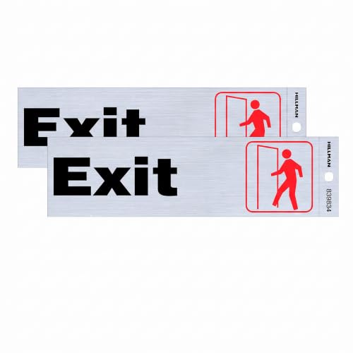 Hillman 839834 Exit Self-Adhesive Sign (2" x 8"),Silver (Pack of 2) - size: 1 Count (Pack of 2)