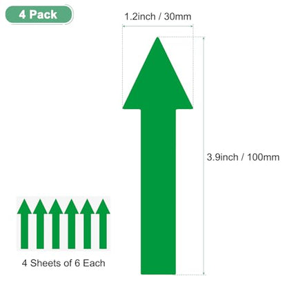 M METERXITY 4-Pack Arrow Sticker, 4 x 1 Inch/ 100 x 30 mm PVC Waterproof Self-Adhesive Directional Arrows Removable Directional Floor Decal Stickers for Wall Marking/Road Sign [Green] - color: Green