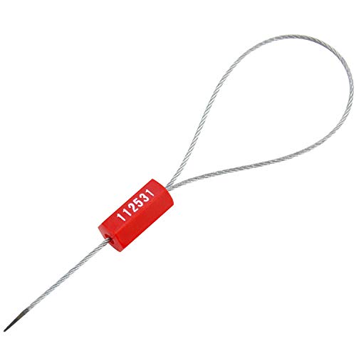 20pcs Security Marking Cable Seals Tamper Proof Steel Wire Seal Numbered Shipping Seals Disposable Pull Tight Self-Locking Cable Seal Truck, Trailers, Cargo, Containers Seal Ties Straps (Red, 20pcs) - color: Red, size: 20pcs