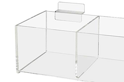 Marketing Holders 2 Pack Slatwall Acrylic Retail Tray 3 Compartment 12 Inch Wide x 5 Inch Deep Retail Merchandise Dump Bin See Through Storage Caddy for Businesses and Tradeshows - size: 12.25" Wide 3 Pocket