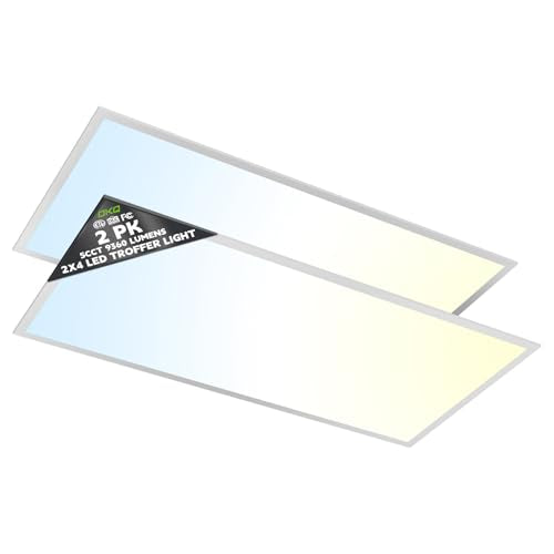 OKQ 2x4 LED Flat Panel Light Drop Ceiling Office Fixture, 5 CCT 3000K-6500K Adjustable & 5 Wattage Selectable,0-10V Dimmable, 2X4 LED Flush Mount Ceiling Light, ETL Listed 2Pack - size: 2x4FT-2Pack