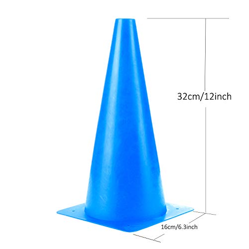 12 Inch Traffic Training Sports Cones, [10 Pack] Blue Safety Cones, Soccer Basketball Cones for Drills, Plastic Marker Cones for Indoor/Outdoor Activity & Festive Events - color: Blue, size: 12inch
