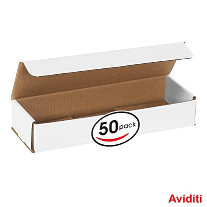 BOX USA Mailer Boxes Medium 12"L x 4"W x 2"H 50-Pack - Corrugated Cardboard Box for Shipping, Moving, Mailing, Packing, Packaging and Storage - size: 12x4x2" 50-Pack White