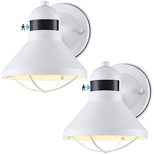 LONEDRUID 2 Pack Dusk Dawn Motion Sensor Outdoor LED Porch Light Fixtures - color: White
