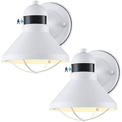 LONEDRUID 2 Pack Dusk Dawn Motion Sensor Outdoor LED Porch Light Fixtures - color: White