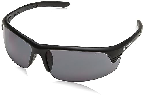 Smith & Wesson Corporal Half Frame Shooting Glasses with No-Slip Rubber,Impact Resistance & Storage Bag for Work,Everyday Use - color: Black With Smoke