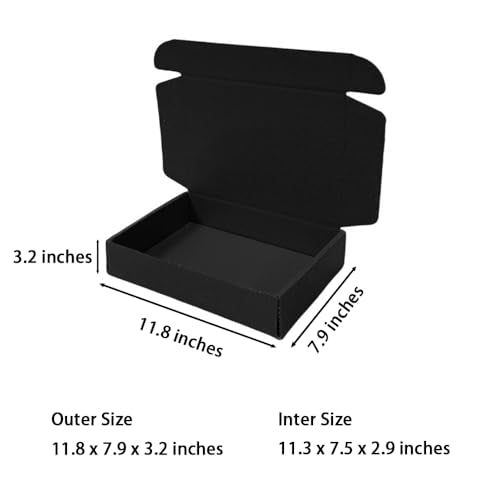 20 Pack 11.8x7.9x3.2 in Black Shipping Boxes - color: Black, size: 11.8x7.9x3.2 in