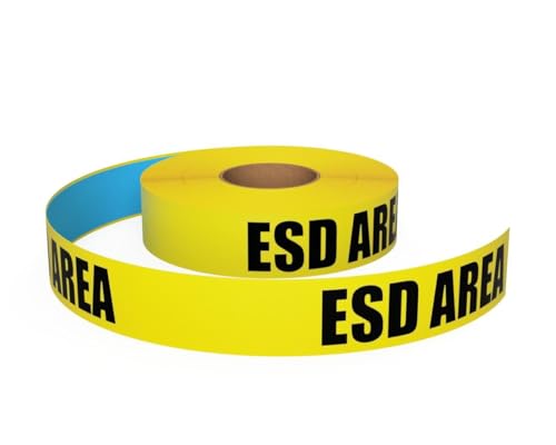 Inline Industrial, 5S Floor Marking Tape, Electrostatic Discharge Safety (ESD) (ESD Area Text, Yellow, 2") - color: Yellow, size: 2", style: "ESD AREA" Text