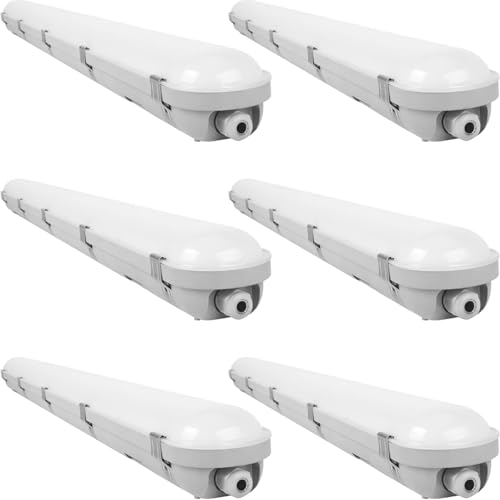 OSTEK 4FT LED Vapor Tight Light, 60W/50W/40W & 3CCT Adjustable (3000K-4000K-5000K), IP66 Waterproof LED Vapor Proof Light for Car Washes, Walk-in Freezers, Warehouses AC100-277V (6-Pack) - color: 6 Pack-3CCT