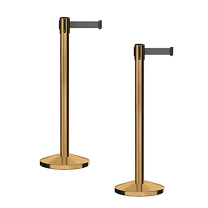 CCW Series RBB-100 Retractable Belt Barrier Stanchions, 2-Pack, Satin Brass - color: Dark Grey, size: 7.5 Foot