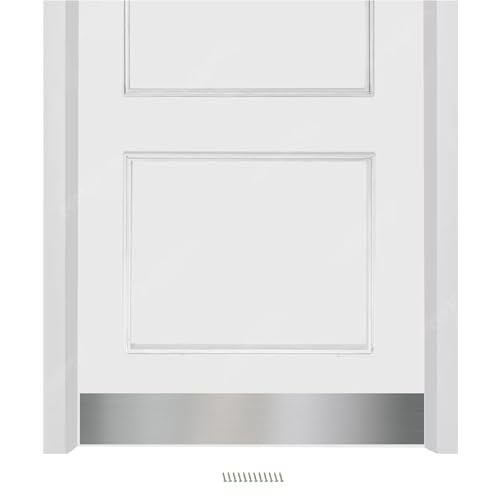 Deck the Door Decor Mop Protection Door Plate – Anodized Aluminum – ADA-Compliant Commercial Door Guard – Heavy-Duty Door Protection – Satin Nickel Screw Mount – 32 x 4 - color: Satin Nickel, size: 32" x 4