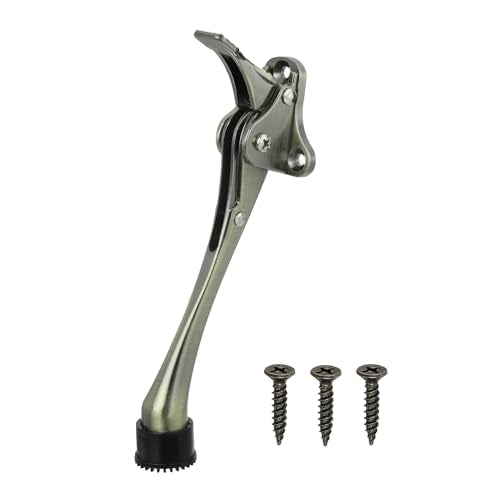 uxcell Kickdown Door Stop, One Touch Kickdown Door Stopper Holder with Non-Slip Rubber Tip and Screws, 6-Inch Metal Door Kickstand for Bottom of Door, Bronze - color: Bronze, size: 6 Inch