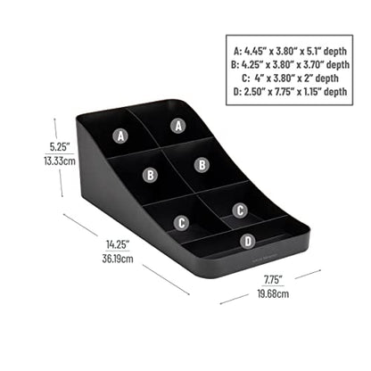 Mind Reader Cup and Condiment Station, Countertop Organizer, Coffee Bar, Kitchen, Stirrers, 7.25"L x 15.5"W x 5.25"H, Black - color: Black, size: 1-Pack