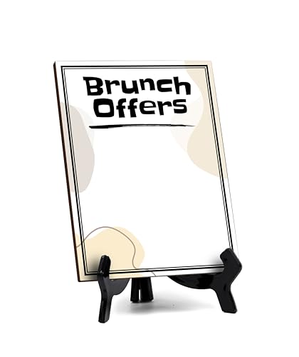 Brunch Offers 6x8 Dry Wipe Table Sign Easy Installation | Restaurant & Bar | Perfect To Clearly Direct Customers & Advertise Specials | No Pen Included - style: Brunch Offers
