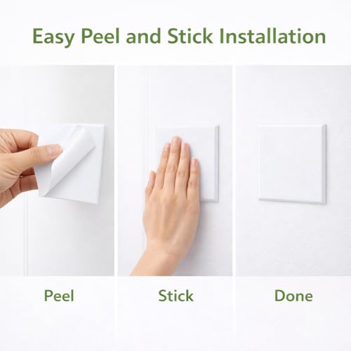 Wall Protector from Door Knob, 4" Square, White, 4 Pack