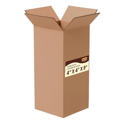 The Boxery 4"x4"x9" Corrugated Cardboard Boxes 25-Pack - size: 4 x 4 x 9"