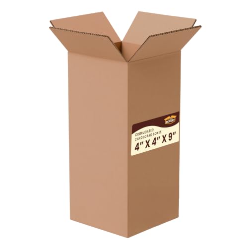 The Boxery 4"x4"x9" Corrugated Cardboard Boxes 25-Pack - size: 4 x 4 x 9"