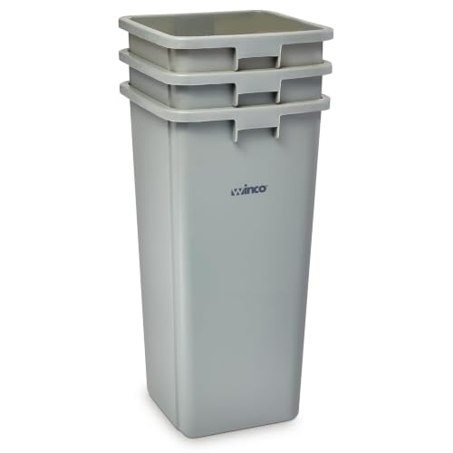 Winco 23 Gallon Gray Commercial Square Plastic Trash Can - color: Gray, size: 23 Gallon