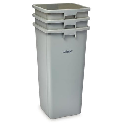 Winco 23 Gallon Gray Commercial Square Plastic Trash Can - color: Gray, size: 23 Gallon