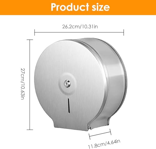 2Pcs Commercial Jumbo Toilet Paper Dispenser, 9in/22.9cm Roll - color: 2pcs Silver