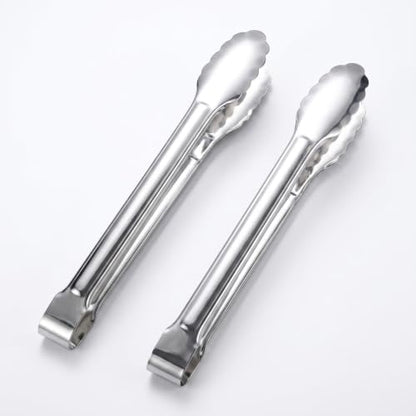 12 Inch Stainless Steel Kitchen Food Tongs, 2 Pack Non-Slip Plum Shape Clips for Cooking, Grilling, Buffet, Daily Home Use - size: 12INCH-2PCS