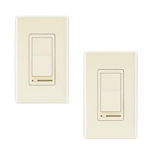 CLOUDY BAY in Wall Dimmer Switch for LED Light/CFL/Incandescent,3-Way Single Pole Dimmable Slide,600W max Incandescent,150W max Dimmable LED/CFL, Cover Plate Included,Almond,2 Pack - size: 2-Pack | Almond
