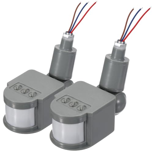 Outdoor Motion Sensor, 2Pcs Infrared PIR Motion Detector - Grey - color: Grey, size: 0.4" Hole