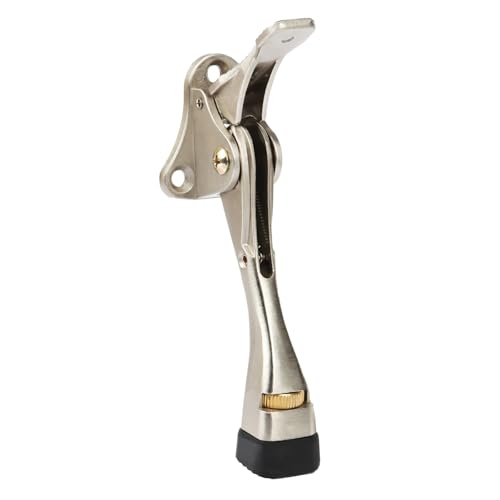 Kickdown Door Stopper 4 Inches - One Packs One Touch Adjustable Height Door Stop for The Bottom of Door Aluminum Alloy Metal Door Stopper with Rubber Tip & Wall Protectors for Wide Doors Nickel - color: Brushed Nickel, size: 4inch-onepack