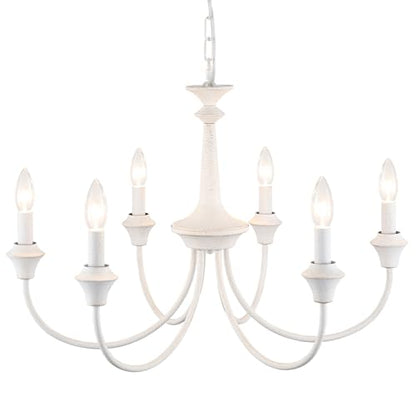 6 Light French Country Chandelier White Chandelier Pendant Light Fixture - color: 6 Light-Antique White