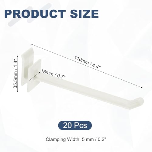 uxcell 20pcs Slat Wall Panel Hooks 4" Plastic Slat Wall Accessories Hooks - size: 4 Inch