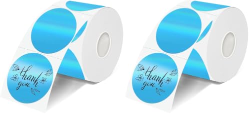 2 Inch Round Holographic Thermal Labels, Waterproof Direct Thermal Stickers, Self-Adhesive Circle Label for Small Business DIY Logo QR Code, Blue (200 Pcs/Roll) (Pack of 2) - color: Holographic Blue, size: 2 Inch (Pack of 2)