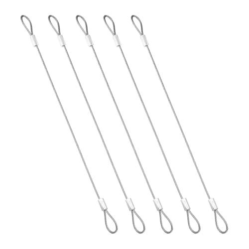 PATIKIL 1.5mmD x 8" L Outdoor Travel Security Cable, 5PCS 304 Stainless Steel Safety Wire Rope Luggage Anti-Theft Cable with Loop Ends for Bike Motorcycle Home Decoration, Silver - size: 0.06 in D x 8 in L