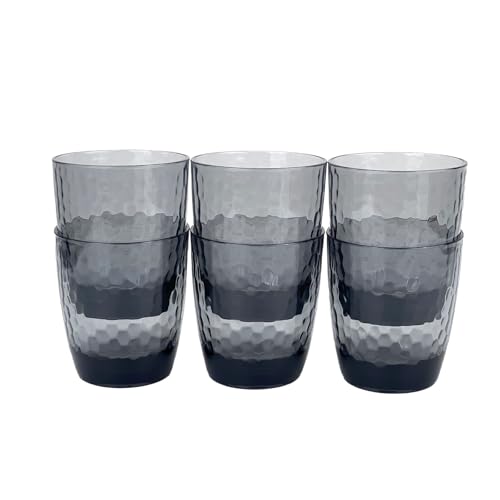 15-Ounce Plastic Tumblers (Set of 6), Reusable Plastic Mugs, BPA-Free Acrylic to Drink Mugs, Shatter Resistant, Textured Interior, Dishwasher Safe (Grey, 15 Ounce) - color: Gray, size: 15 Ounce