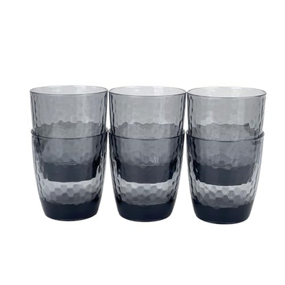 15-Ounce Plastic Tumblers (Set of 6), Reusable Plastic Mugs, BPA-Free Acrylic to Drink Mugs, Shatter Resistant, Textured Interior, Dishwasher Safe (Grey, 15 Ounce) - color: Gray, size: 15 Ounce